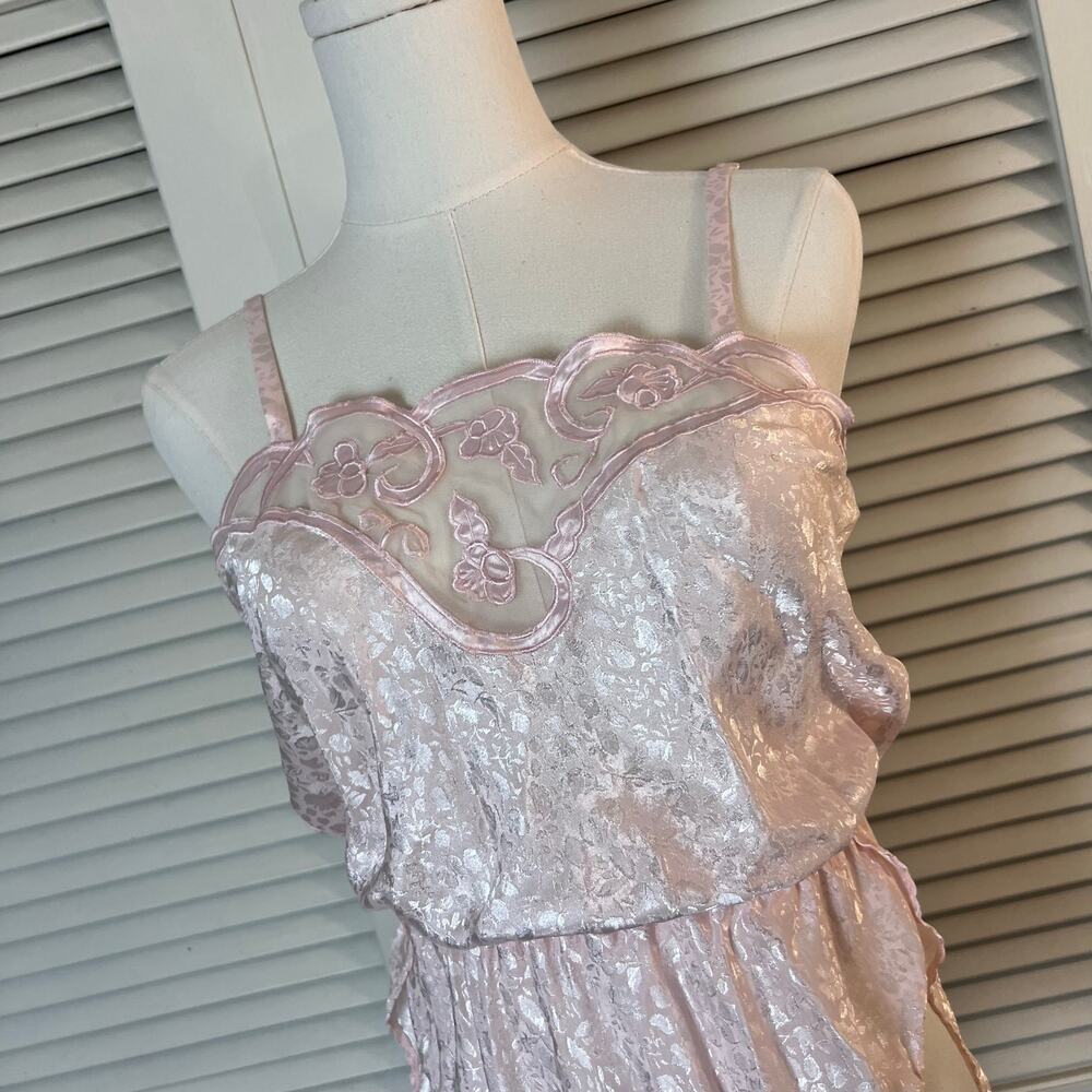 Natori Pink Satin Lace Bodysuit Small Vintage Style Lingerie Teddy Sleepwear - Picture 2 of 7